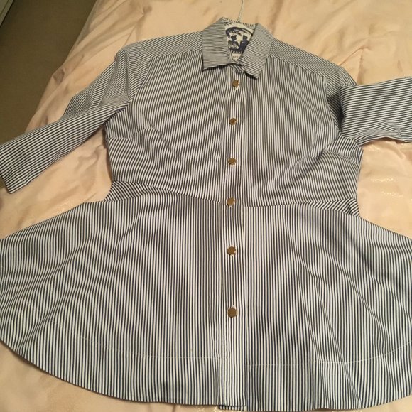 kate spade stripe peplum shirt blouse top size xs nwot - Picture 9 of 15